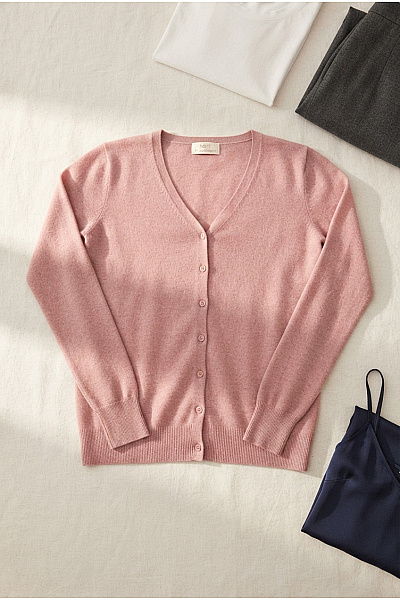 Soft Cashmere Dámský Růžový Propínací Kardigan Do Véčka Vel. M