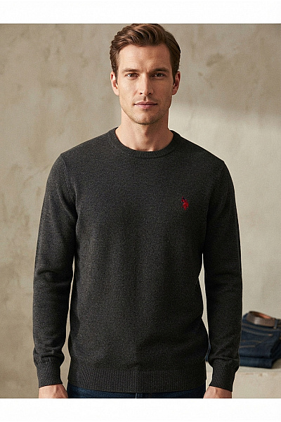 U.S.POLO ASSN. Pánský černý Pletený Pulovr Basic Velikost US XXL