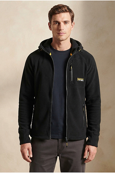 SUPERDRY Pánská černá Sportovní Mikina Na Zip S Kapucí Velikost M