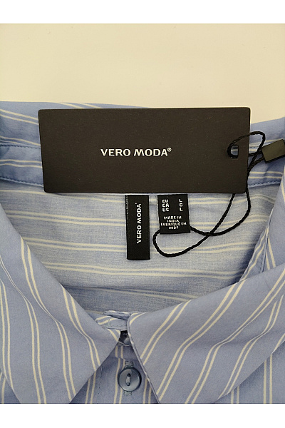 VERO MODA Modré pruhované košilové šaty s dlouhým rukávem Vel. EU L | VERO MODA | obrázek 7
