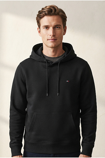 TOMMY HILFIGER Pánská Bavlněná Mikina S Kapucí A Klokaní Kapsou Velikost EU M