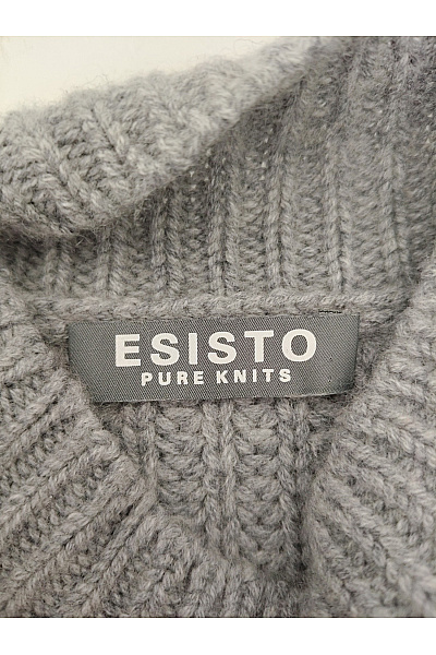 ESISTO Šedý vlněný pulovr se stojáčkem hrubě pletený Vel. XXL | ESISTO | obrázek 5