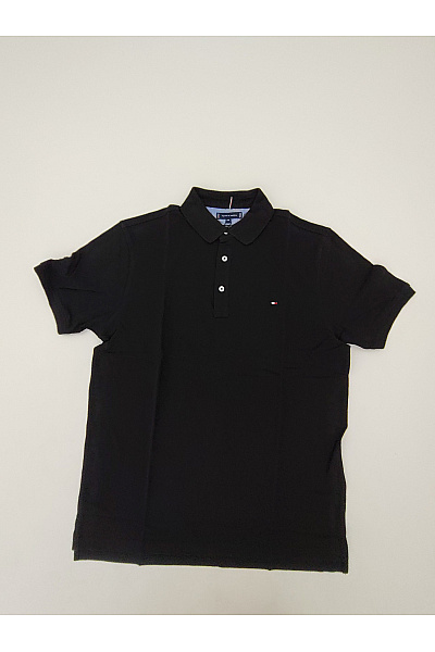 TOMMY HILFIGER Pánské černé bavlněné polo tričko s krátkým rukávem basic | TOMMY HILFIGER | obrázek 2