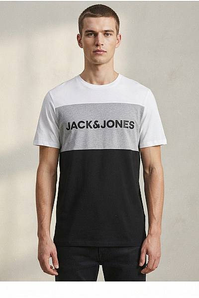 JACK & JONES Pánské Bavlněné Tričko S Krátkým Rukávem A Nápisem Velikost L