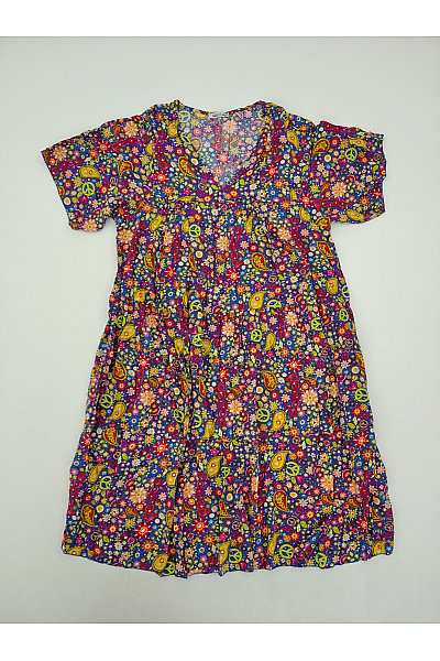 MADE IN ITALY Barevné květované letní šaty boho styl Velikost XL | MADE IN ITALY | obrázek 2