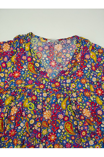 MADE IN ITALY Barevné květované letní šaty boho styl Velikost XL | MADE IN ITALY | obrázek 3