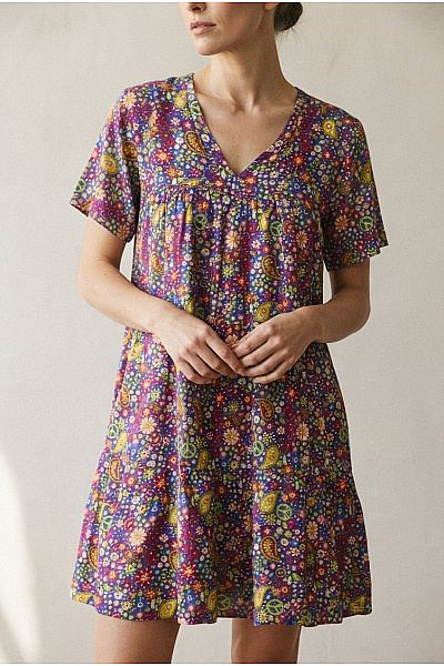 MADE IN ITALY Barevné Květované Letní šaty Boho Styl Velikost XL
