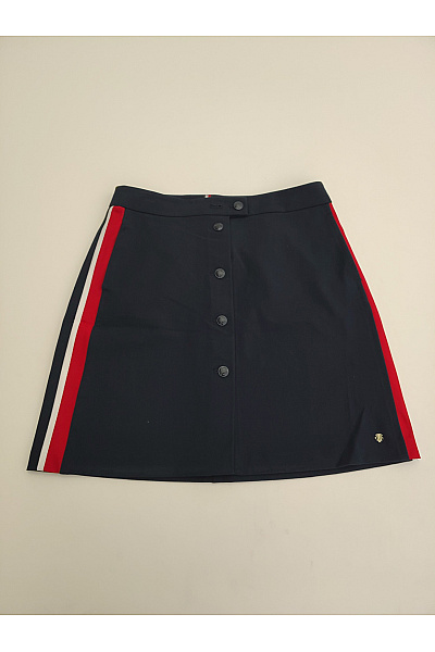 TOMMY HILFIGER Modrá Mini Sukně S Knoflíky A Pruhy Vel. 10