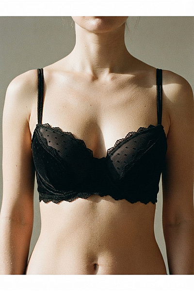 JUST FOR VICTORIA Černá Krajková Kosticová Push Up Podprsenka Velikost EU 85B