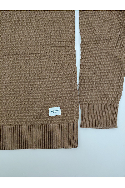 JACK & JONES Chlapecký bavlněný svetr hnědý strukturovaný smart casual Velikost L | JACK & JONES | obrázek 2