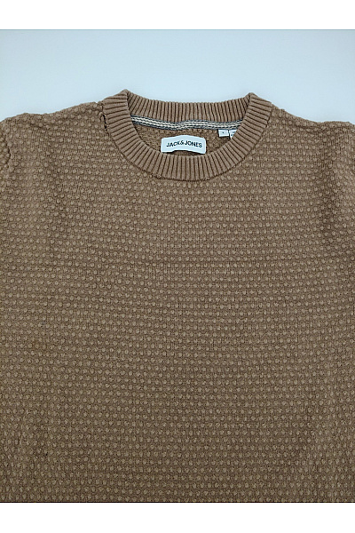 JACK & JONES Chlapecký bavlněný svetr hnědý strukturovaný smart casual Velikost L | JACK & JONES | obrázek 3