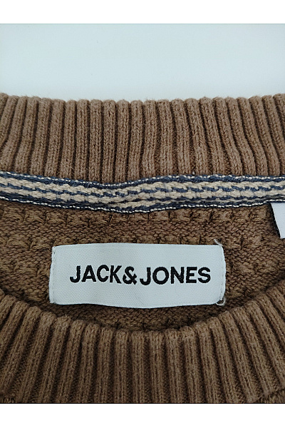 JACK & JONES Chlapecký bavlněný svetr hnědý strukturovaný smart casual Velikost L | JACK & JONES | obrázek 5