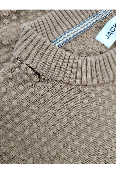 JACK & JONES Chlapecký bavlněný svetr hnědý strukturovaný smart casual Velikost L | JACK & JONES | obrázek 10
