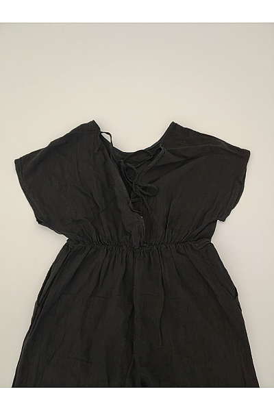 Černý lněný overal s krátkým rukávem a širokými nohavicemi Vel. XL/XXL | Unimoda | obrázek 4