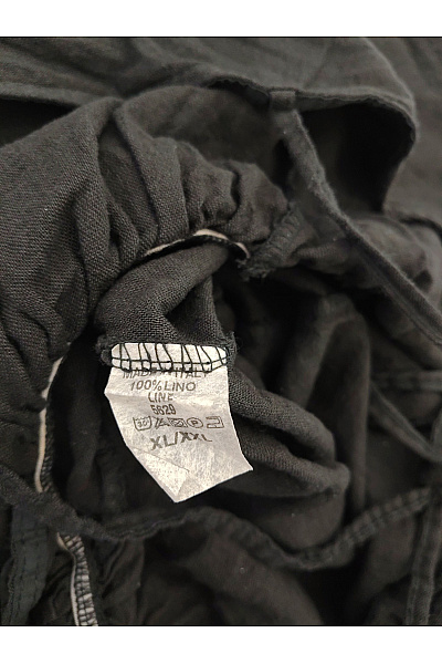 Černý lněný overal s krátkým rukávem a širokými nohavicemi Vel. XL/XXL | Unimoda | obrázek 5