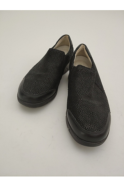 Waldläufer Černé dámské nazouvací polobotky slip-on s texturovaným povrchem Velikost EU 6.5 | waldläufer | obrázek 3