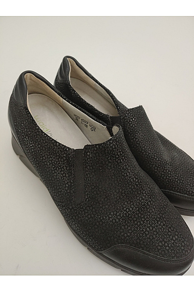 Waldläufer Černé dámské nazouvací polobotky slip-on s texturovaným povrchem Velikost EU 6.5 | waldläufer | obrázek 5