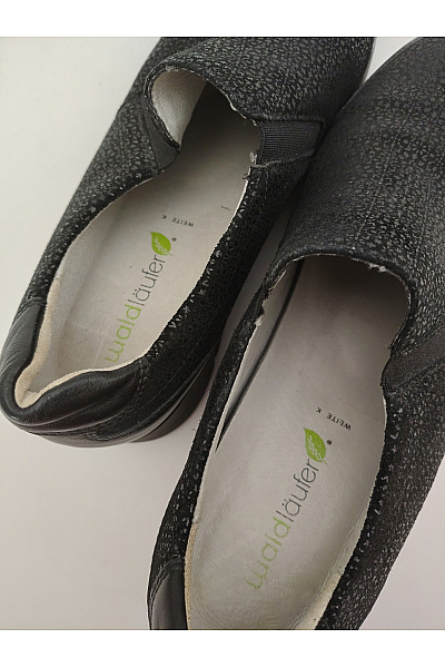 Waldläufer Černé dámské nazouvací polobotky slip-on s texturovaným povrchem Velikost EU 6.5 | waldläufer | obrázek 6