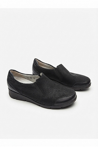 Waldläufer Černé Dámské Nazouvací Polobotky Slip-on S Texturovaným Povrchem Velikost EU 6.5