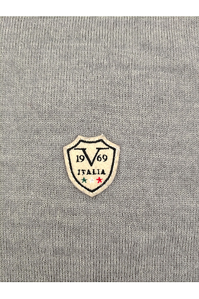 V1969 ITALIA Šedý vlněný chlapecký svetr s kulatým výstřihem Vel. XL | V1969 ITALIA | obrázek 4