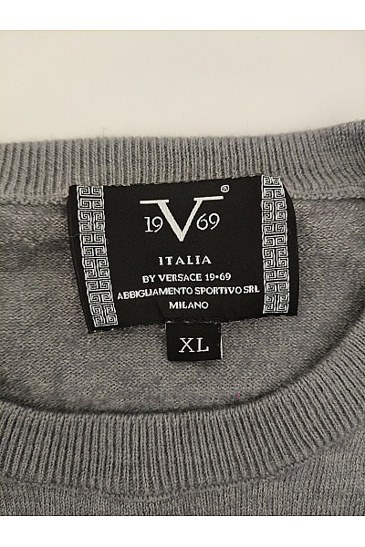V1969 ITALIA Šedý vlněný chlapecký svetr s kulatým výstřihem Vel. XL | V1969 ITALIA | obrázek 8
