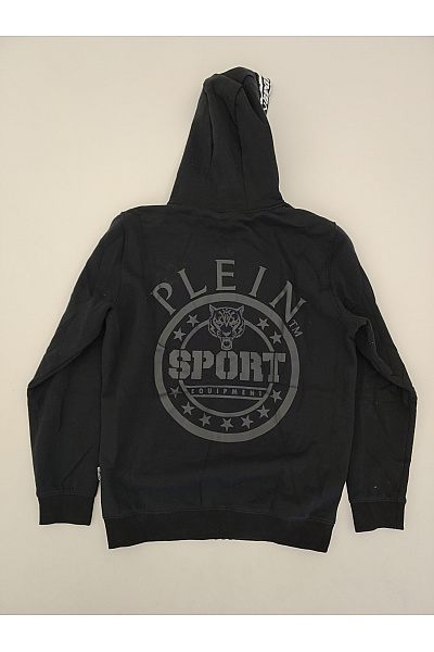 PLEIN SPORT Černá bavlněná pánská mikina na zip s kapucí a potiskem Vel. L | PLEIN SPORT | obrázek 8