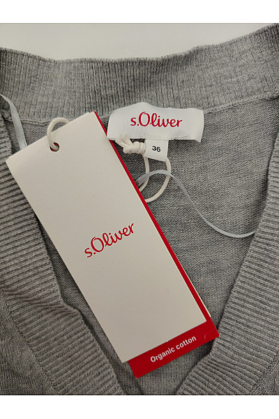 S.OLIVER Šedý dámský pulovr s výstřihem do V basic Velikost DE 36 | s.OLIVER | obrázek 5