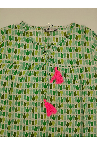 Zwillingsherz Zelená halenka s dlouhým rukávem potiskem boho Vel. S/M | Zwillingsherz | obrázek 4