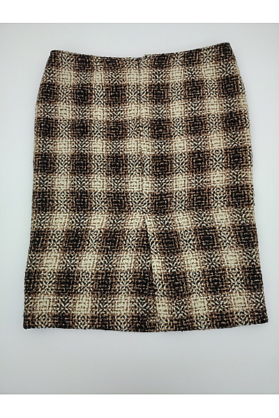Hnědá kostkovaná pouzdrová sukně ke kolenům Vel. IT 48 | Unimoda | obrázek 5