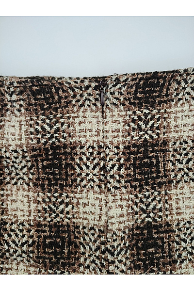 Hnědá kostkovaná pouzdrová sukně ke kolenům Vel. IT 48 | Unimoda | obrázek 6
