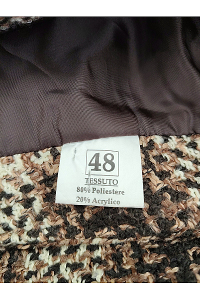 Hnědá kostkovaná pouzdrová sukně ke kolenům Vel. IT 48 | Unimoda | obrázek 7