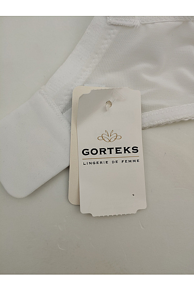 GORTEKS Bílá krajková kosticová podprsenka s průsvitnými košíčky Velikost EU 75H | GORTEKS | obrázek 9