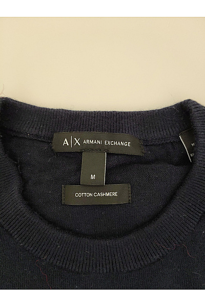 ARMANI Dámský bavlněný pulovr s dlouhým rukávem modrý basic Vel. M | ARMANI | obrázek 4