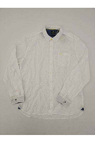 New zealand auckland Bílá lněná pánská košile s dlouhým rukávem regular fit Vel. 3XL | new zealand auckland | obrázek 2