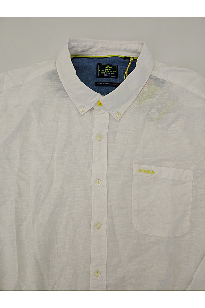 New zealand auckland Bílá lněná pánská košile s dlouhým rukávem regular fit Vel. 3XL | new zealand auckland | obrázek 4