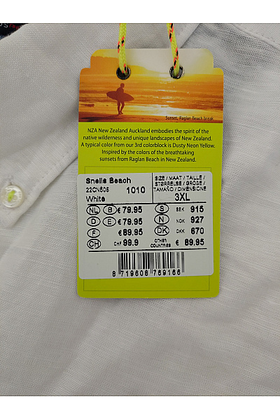 New zealand auckland Bílá lněná pánská košile s dlouhým rukávem regular fit Vel. 3XL | new zealand auckland | obrázek 7