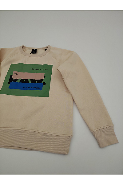 G-Star Béžová bavlněná mikina s potiskem crewneck Vel. S | G-Star | obrázek 3