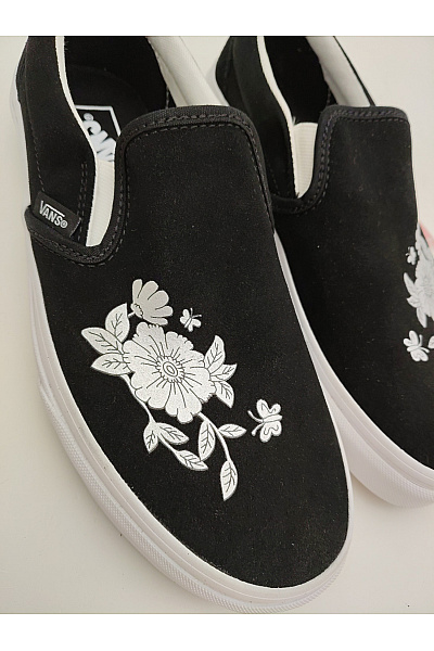 Vans tenisky Classic Slip-On (Floral Embroidery) Černobílé Vel. 39 | Vans | obrázek 6