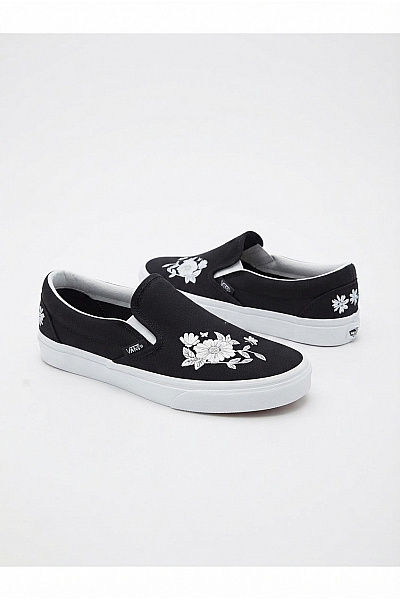 Vans Tenisky Classic Slip-On (Floral Embroidery) Černobílé Vel. 39