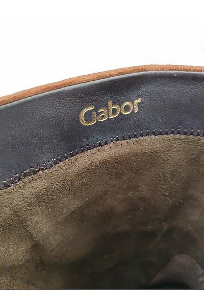 GABOR Hnědé semišové kozačky na podpatku zip podzimní elegantní Vel. 5 | GABOR | obrázek 7