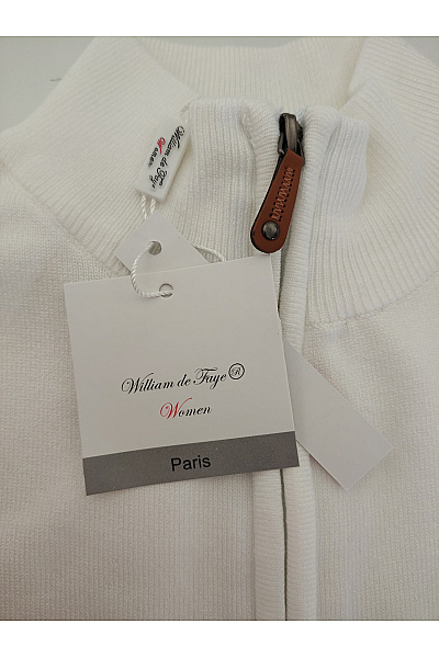 William de Faye Bílý pletený dámský kardigan na zip se stojáčkem Vel. L | William de Faye | obrázek 4