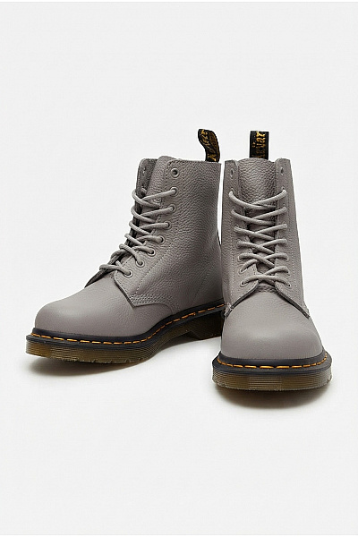 Dr.Martens Šedé Kožené Kotníkové šněrovací Boty Na Nízkém Podpatku Vel. 38