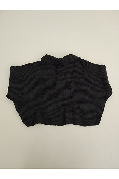 MADE IN ITALY Černý crop pletený pulovr s límečkem a výstřihem do V Velikost XL | MADE IN ITALY | obrázek 7