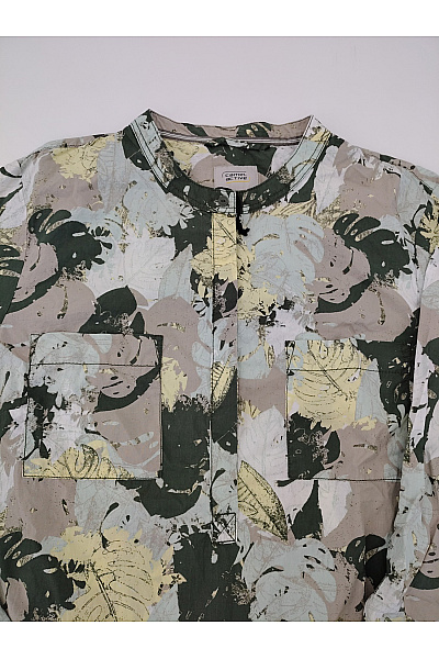 Camel active Khaki košilové šaty s dlouhým rukávem a listovým vzorem Vel. EU L | camel active | obrázek 5