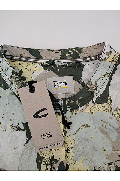 Camel active Khaki košilové šaty s dlouhým rukávem a listovým vzorem Vel. EU L | camel active | obrázek 6