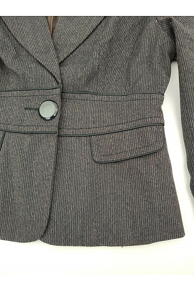 ZERO Hnědé elegantní business sako s jedním knoflíkem vypasované Vel. EU 38 | ZERO | obrázek 2