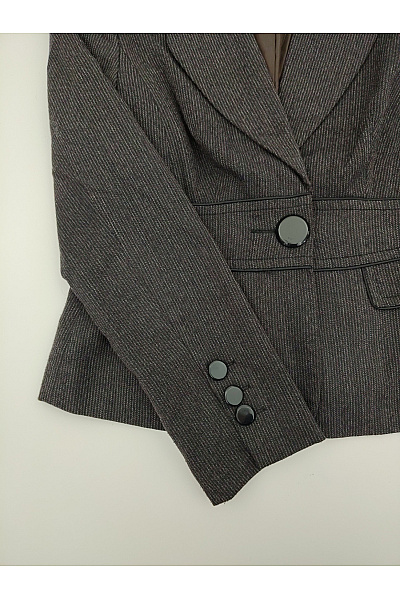 ZERO Hnědé elegantní business sako s jedním knoflíkem vypasované Vel. EU 38 | ZERO | obrázek 4