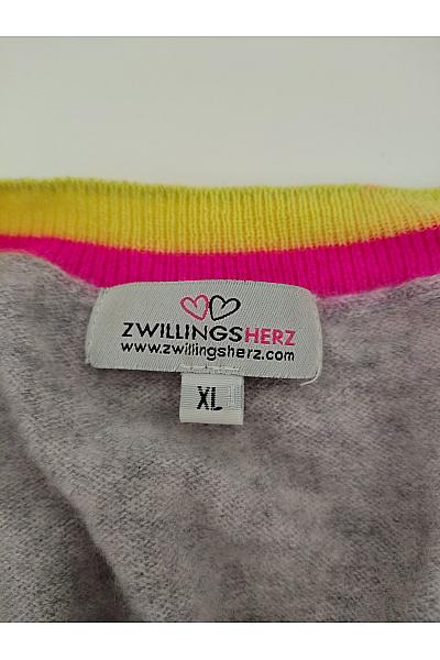 Zwillingsherz Dámský kašmírový pulovr do véčka šedý Vel. XL | Zwillingsherz | obrázek 6