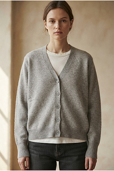 ABSOLUT CASHMERE Šedý Kašmírový Kardigan Oversized Do Véčka Velikost S