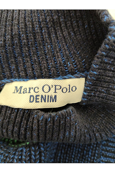 Marc O´Polo Pánský modrý pletený pulovr se stojáčkem a kostkovaným vzorem Velikost XXL | Marc O´Polo | obrázek 5